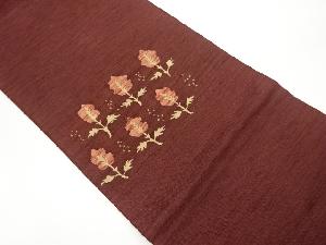 手織り紬草花模様織出し名古屋帯